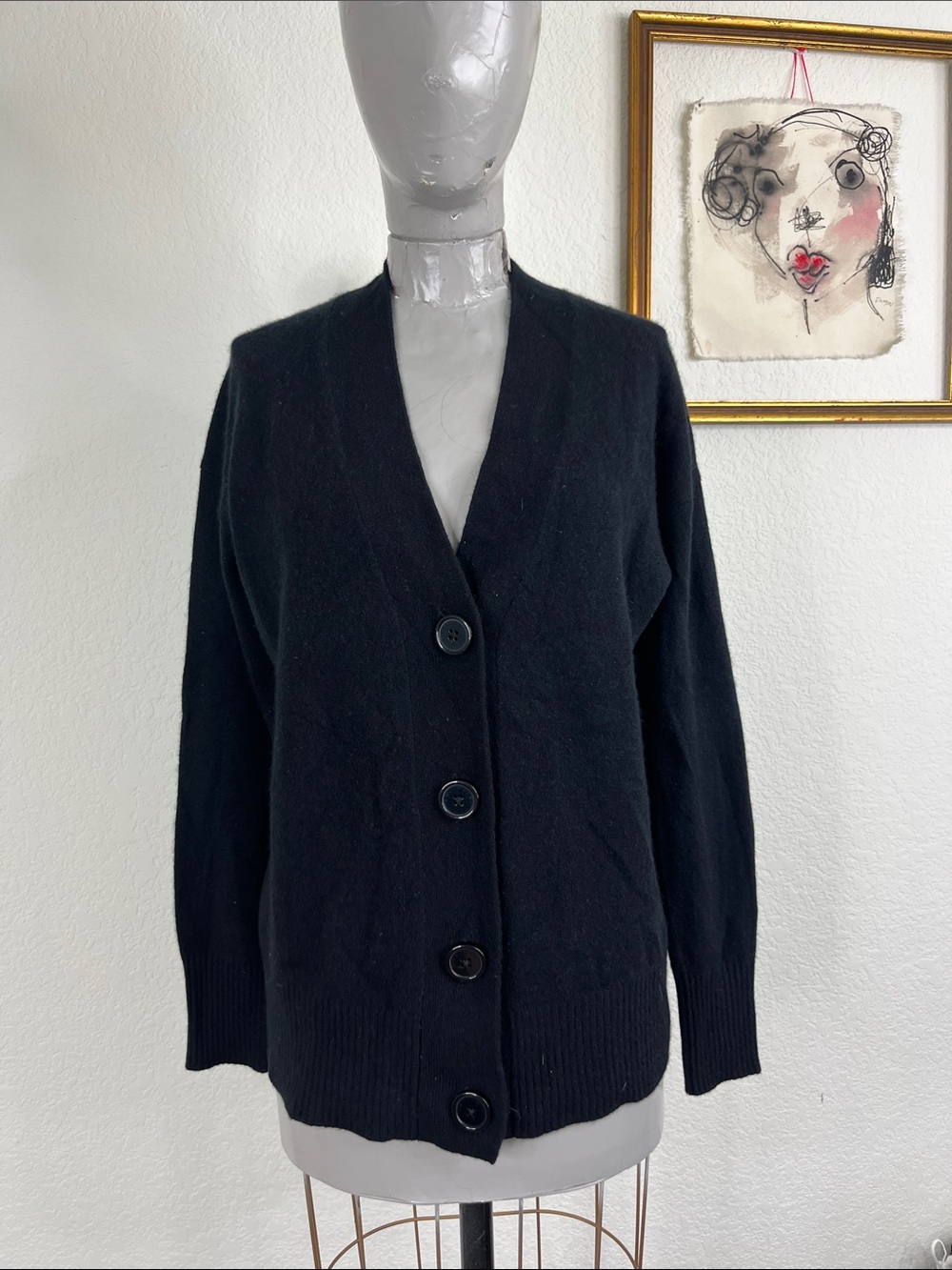 Equipment Elder Cashmere V Long Boyfriend Button Front Cardigan